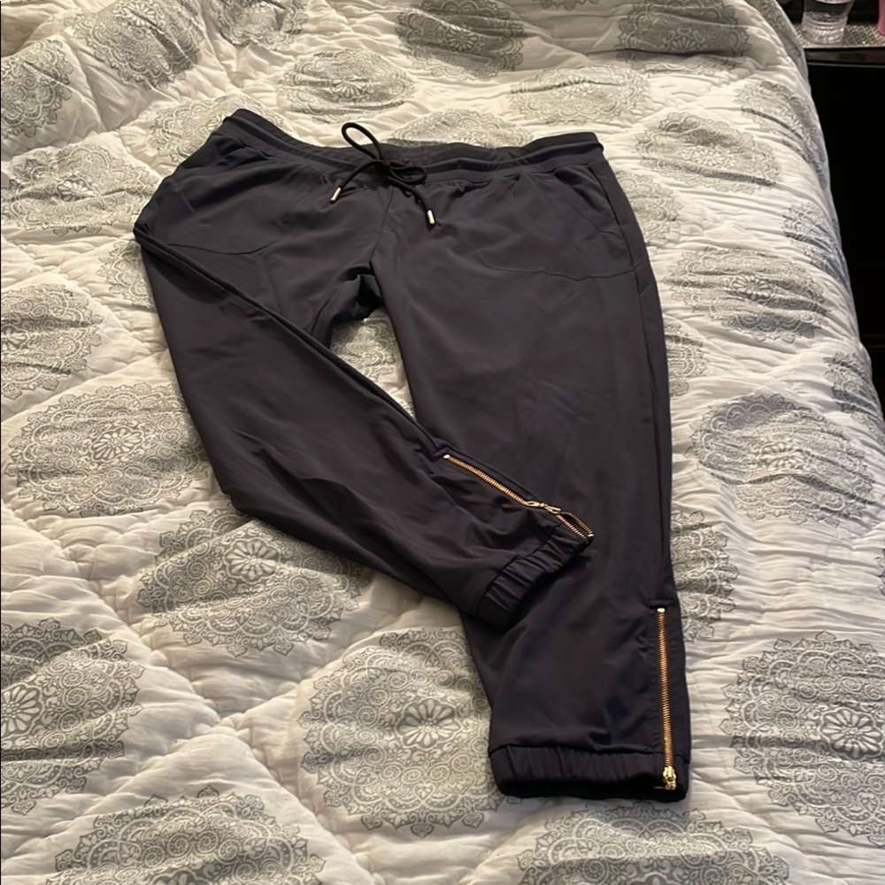 ZYIA Blue Track Pants with Elastic Waistband and Tapered Leg